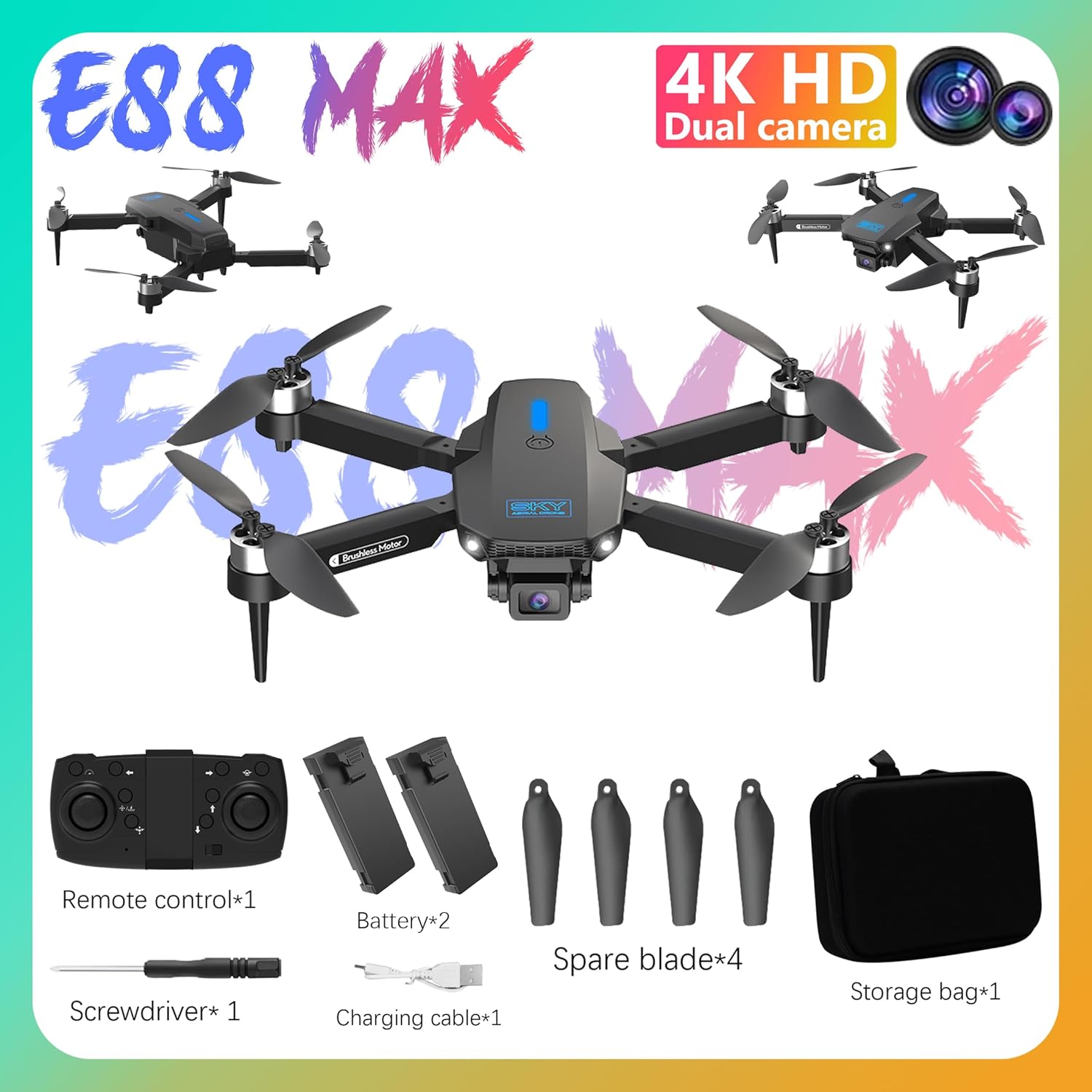 Mini Drone E88 Max Motor Brushless 4k